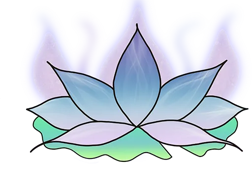 Purple and pink lotus flower on a green lily pad.